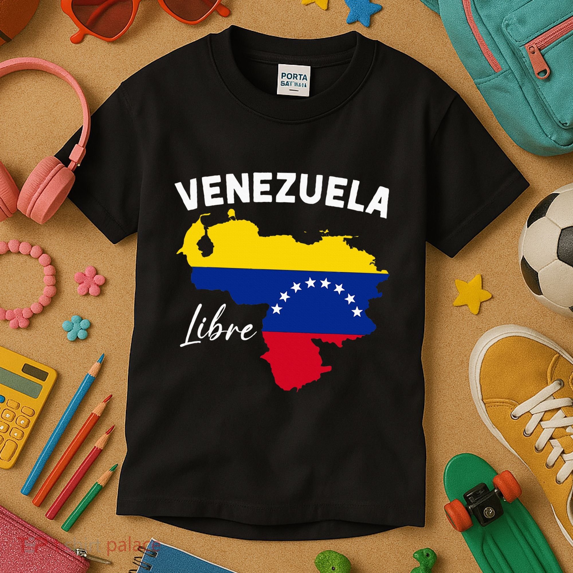 Venezuela Flag Map Proud American Venezuelan Venezuela Libre Kids T-Shirt