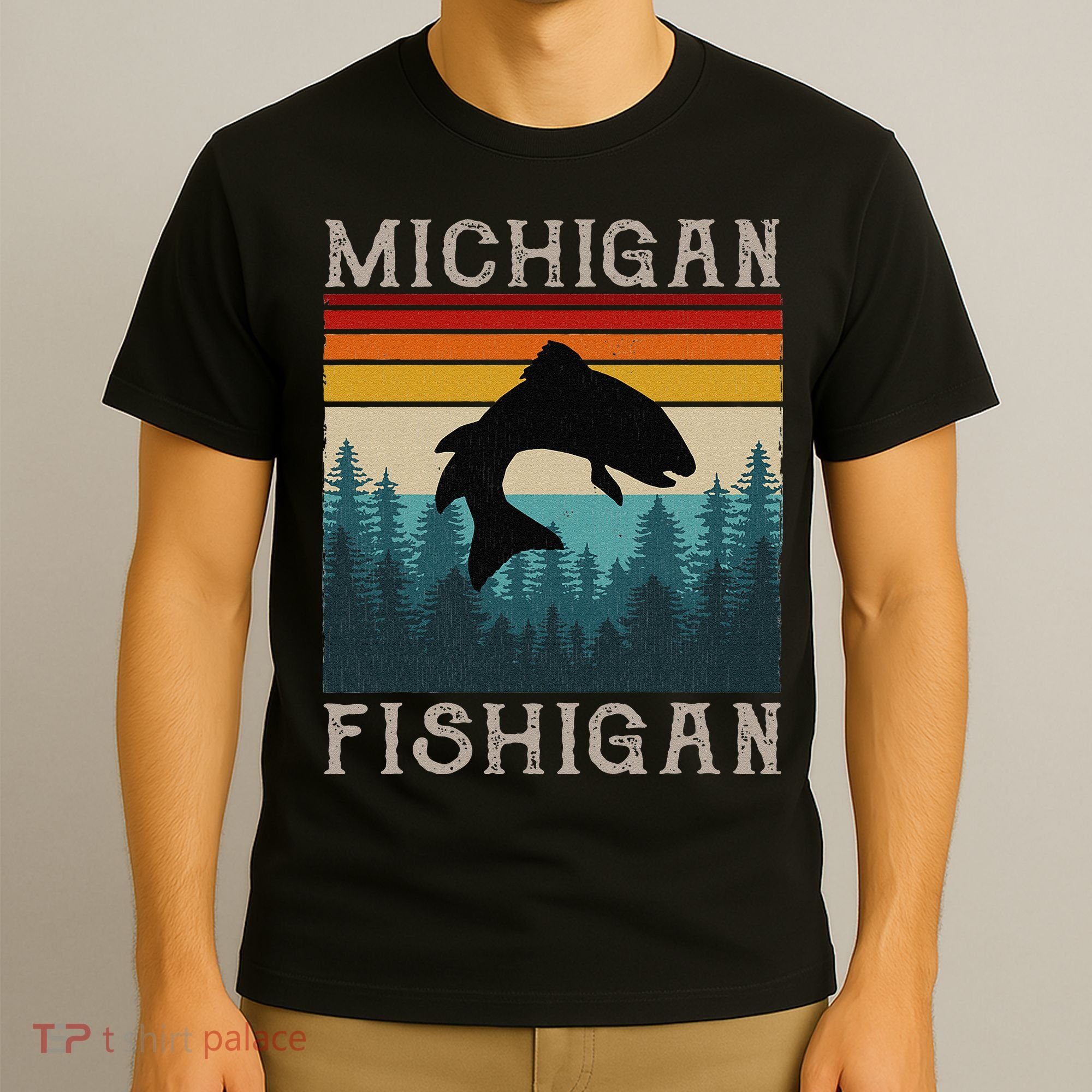 Vintage Fishing Michigan Pun Michigan Fishigan T-Shirt