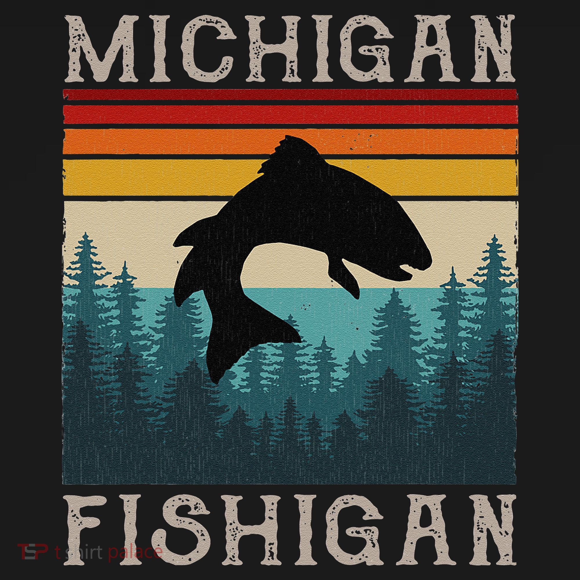 Vintage Fishing Michigan Pun Michigan Fishigan T-Shirt