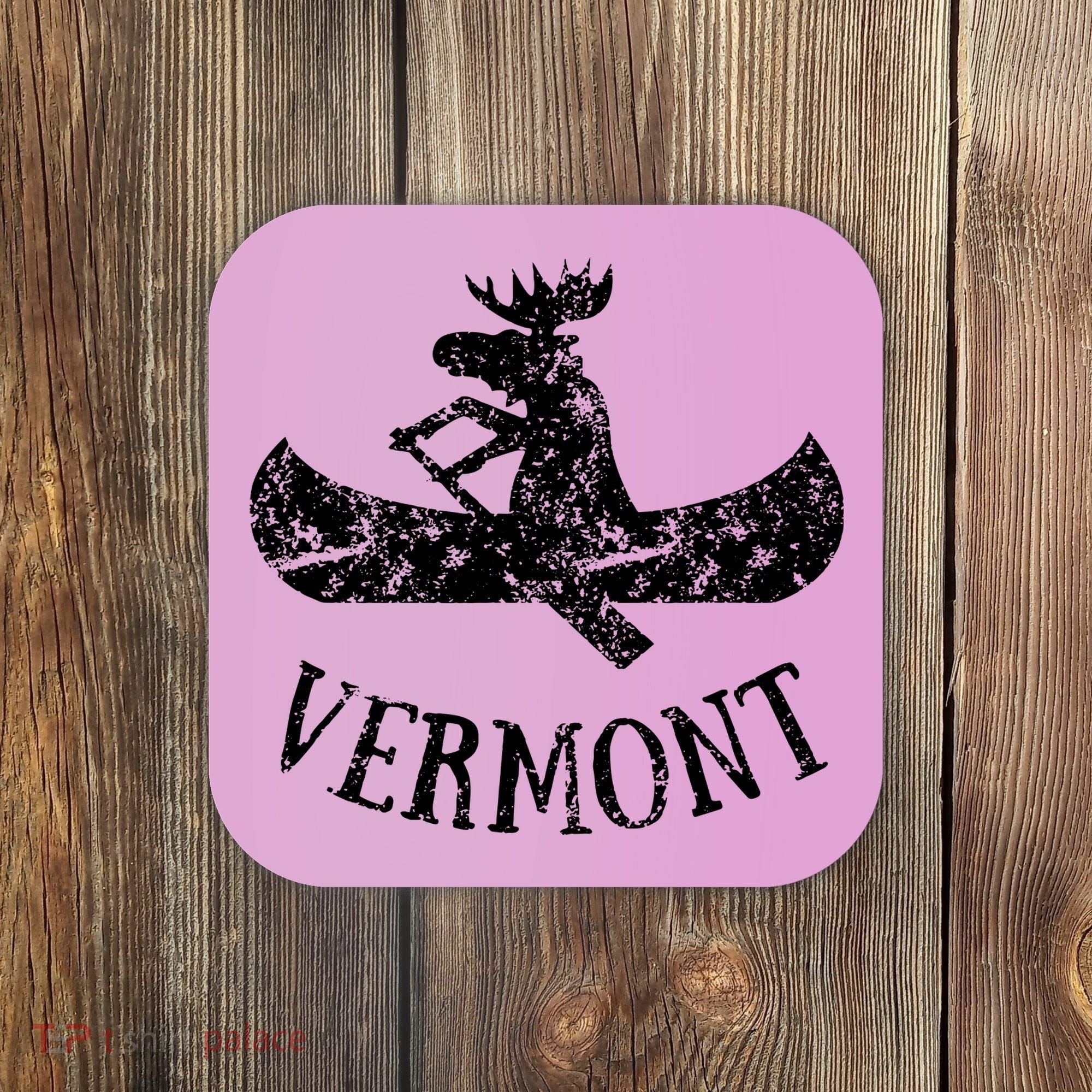 Vermont Funny Moose Canoe Vacation Coaster