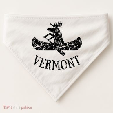Vermont Funny Moose Canoe Vacation USA-Made Doggie Bandana