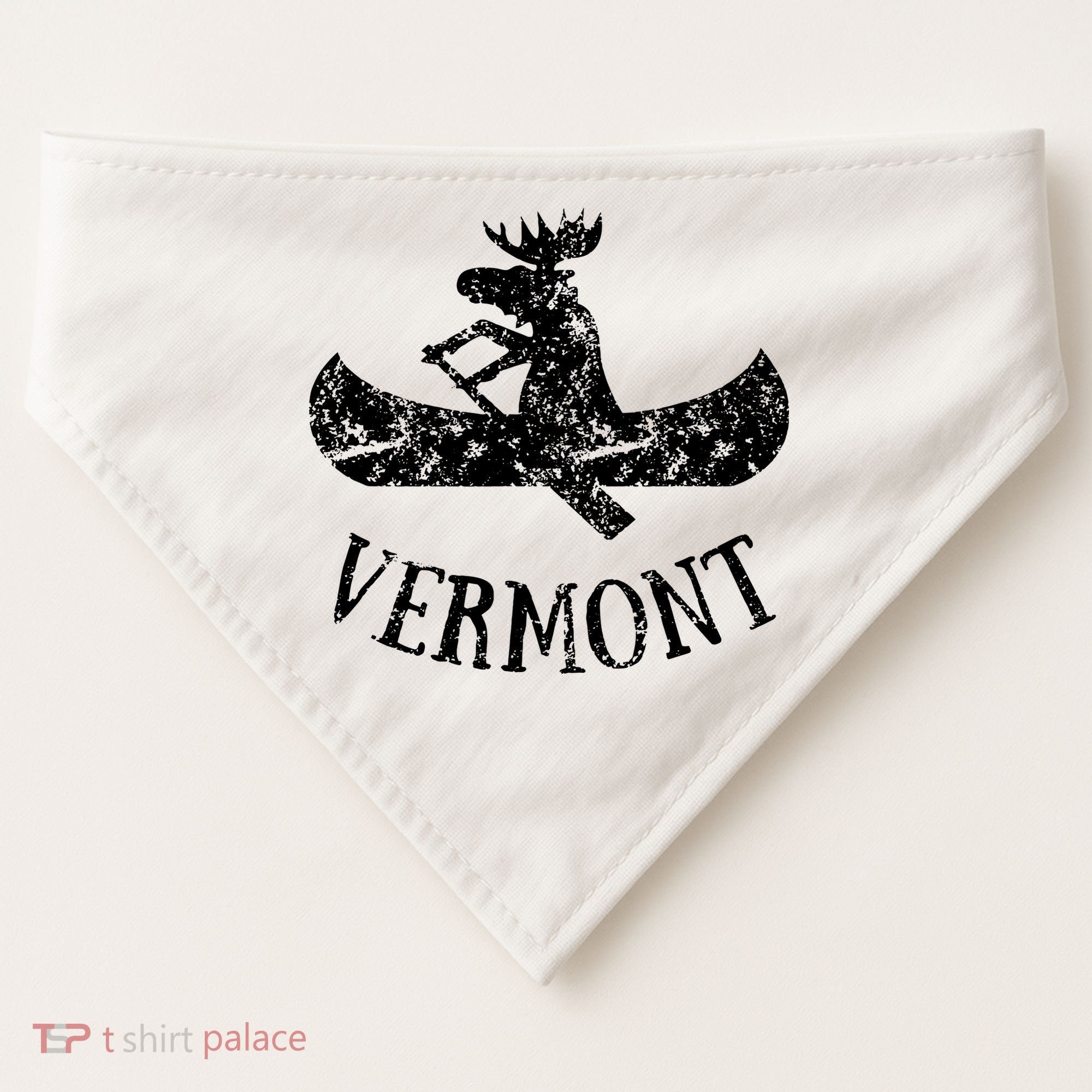 Vermont Funny Moose Canoe Vacation USA-Made Doggie Bandana