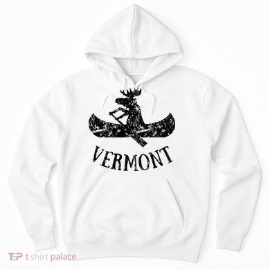 Vermont Funny Moose Canoe Vacation Hoodie