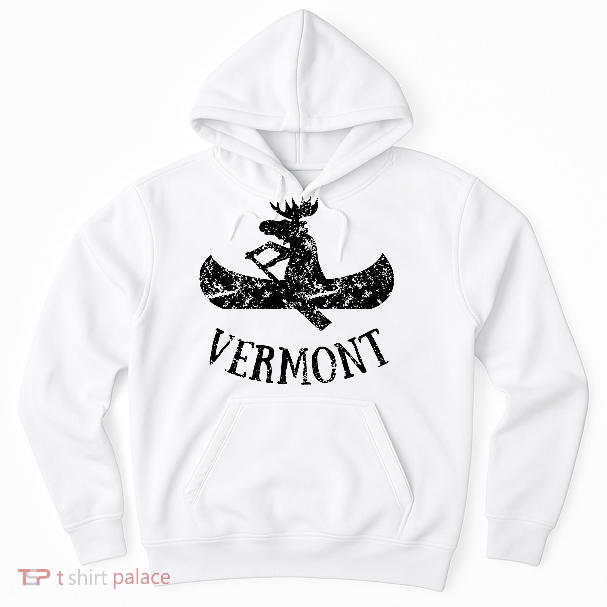 Vermont Funny Moose Canoe Vacation Hoodie