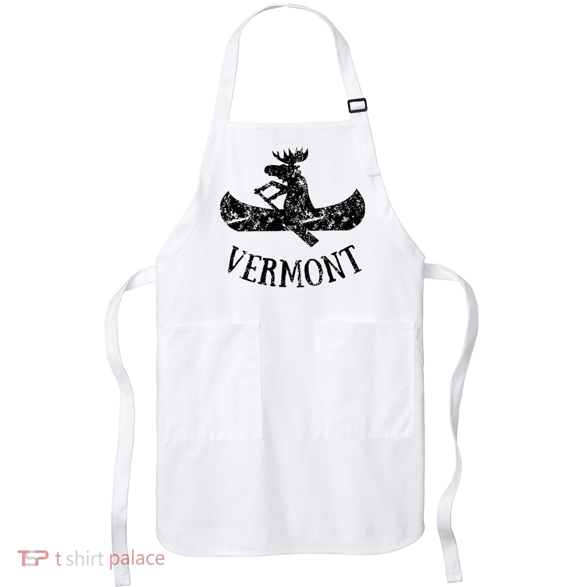 Vermont Funny Moose Canoe Vacation Apron