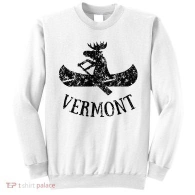 Vermont Funny Moose Canoe Vacation Sweatshirt
