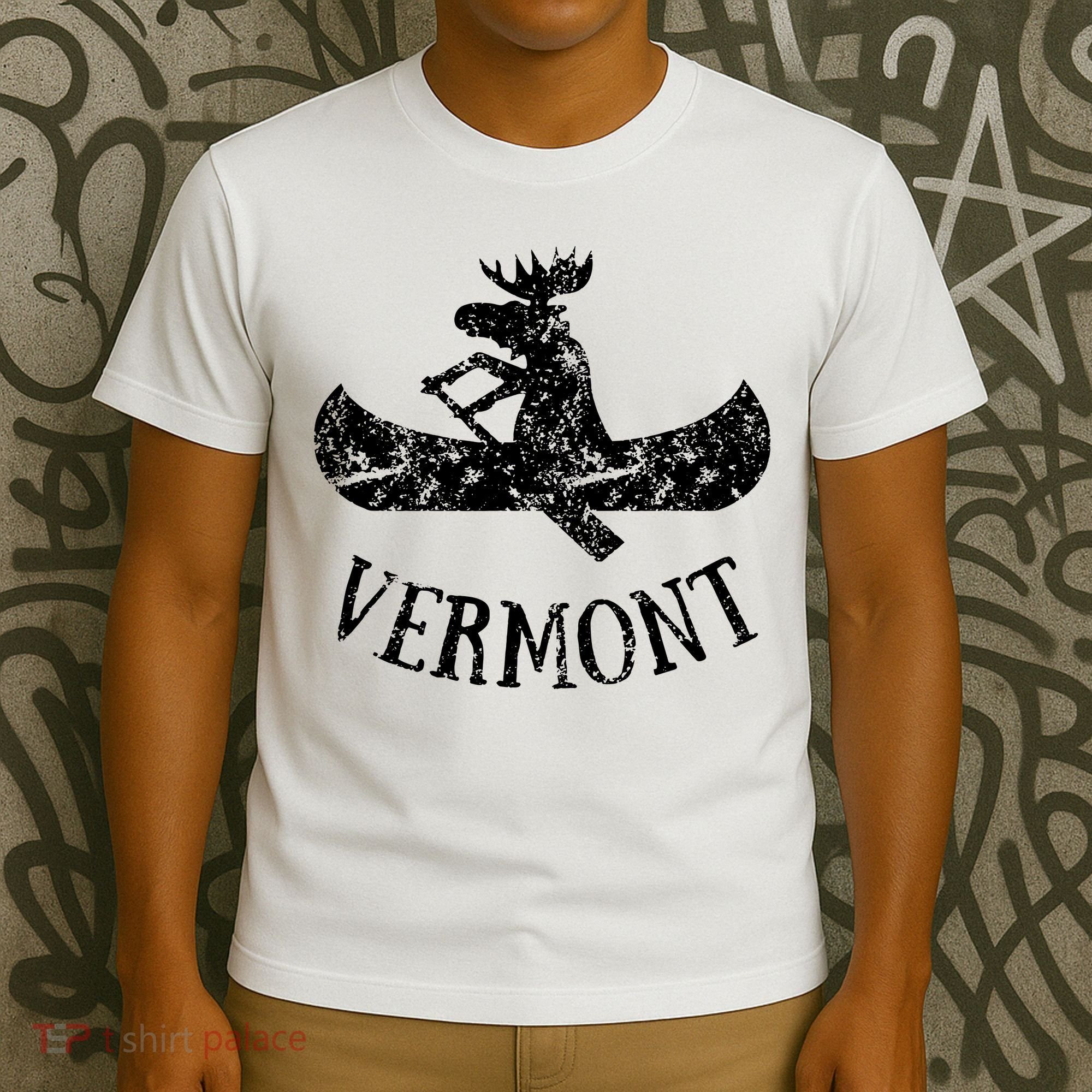 Vermont Funny Moose Canoe Vacation T-Shirt