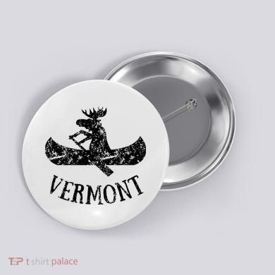 Vermont Funny Moose Canoe Vacation Button