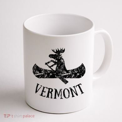 Vermont Funny Moose Canoe Vacation Coffee Mug back