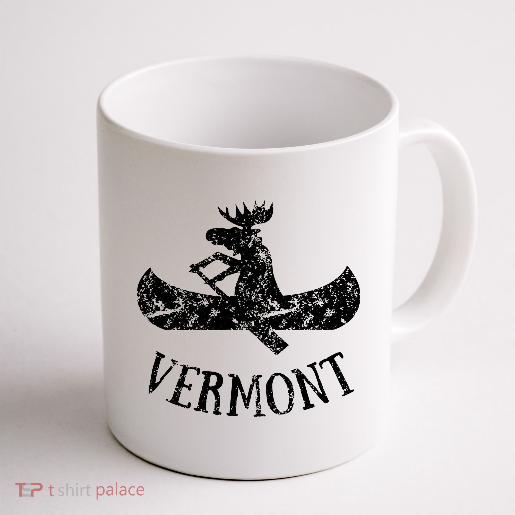 Vermont Funny Moose Canoe Vacation Coffee Mug