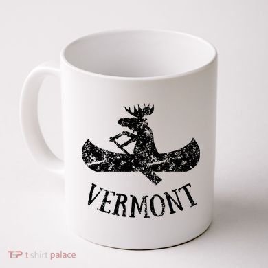 Vermont Funny Moose Canoe Vacation Coffee Mug