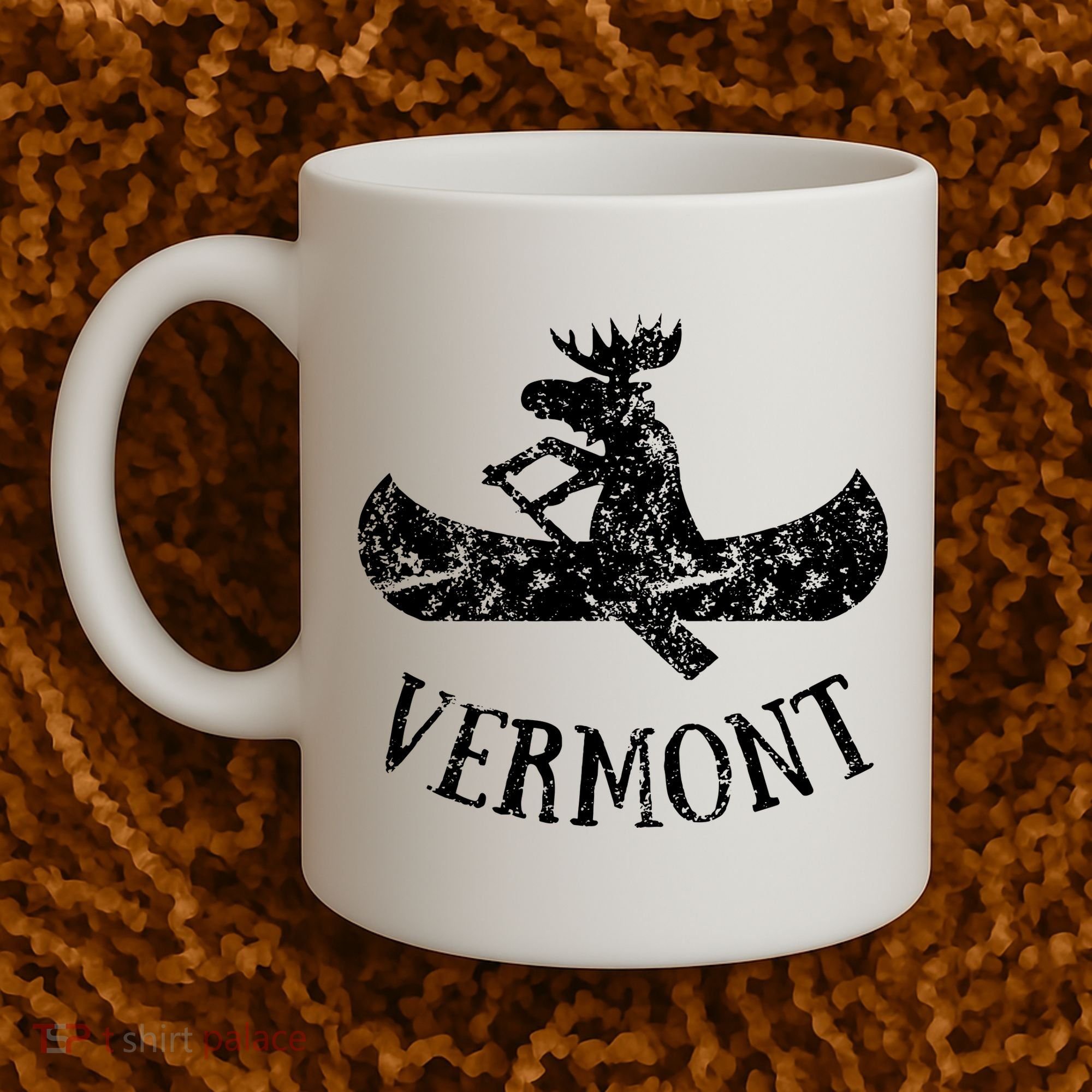 Vermont Funny Moose Canoe Vacation Coffee Mug