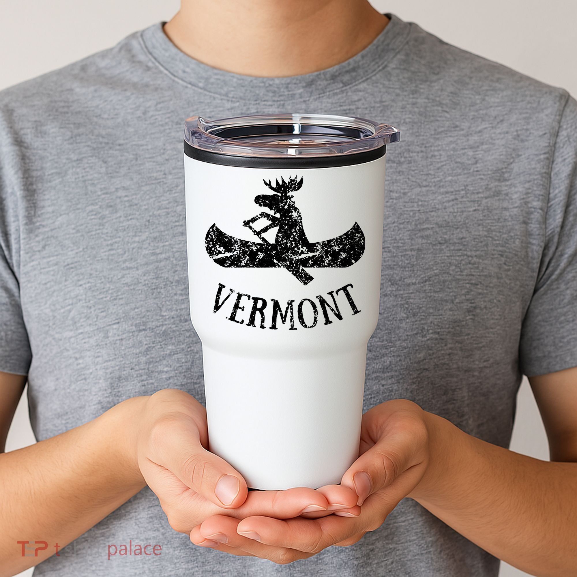 Vermont Funny Moose Canoe Vacation Tumbler
