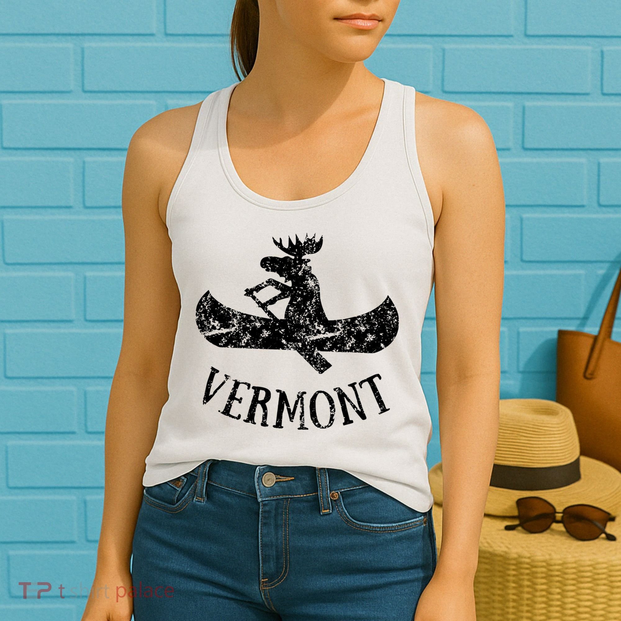 Vermont Funny Moose Canoe Vacation Women's Tank Top
