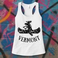 Vermont Funny Moose Canoe Vacation Women's Tank Top thumb 3