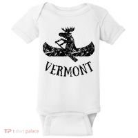 Vermont Funny Moose Canoe Vacation Baby Bodysuit thumb 0