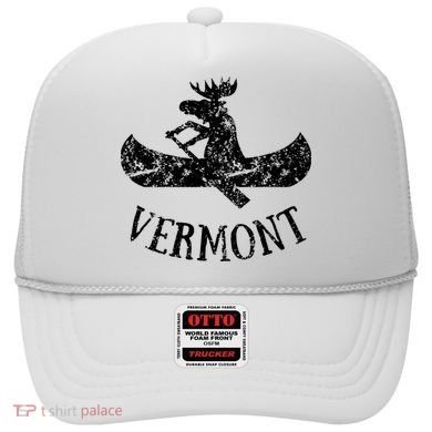 Vermont Funny Moose Canoe Vacation Hat
