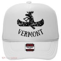 Vermont Funny Moose Canoe Vacation Hat thumb 0