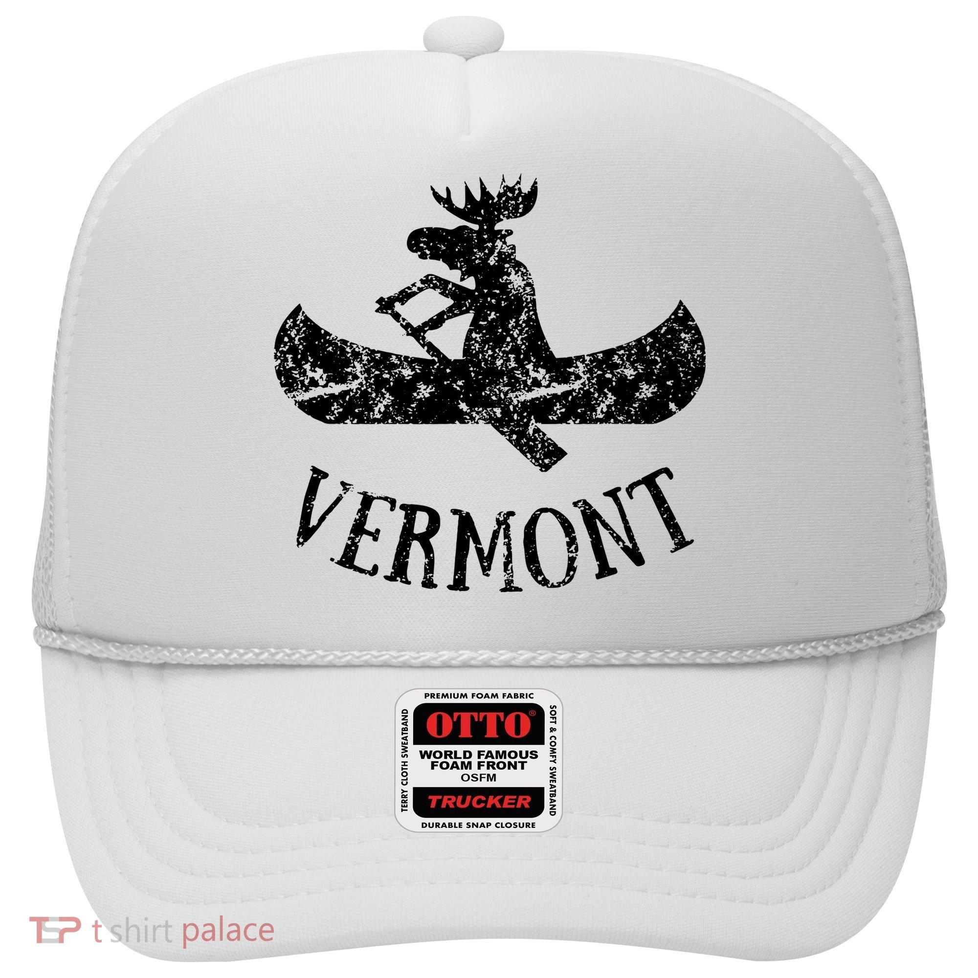 Vermont Funny Moose Canoe Vacation Hat