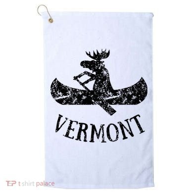 Vermont Funny Moose Canoe Vacation Golf Towel