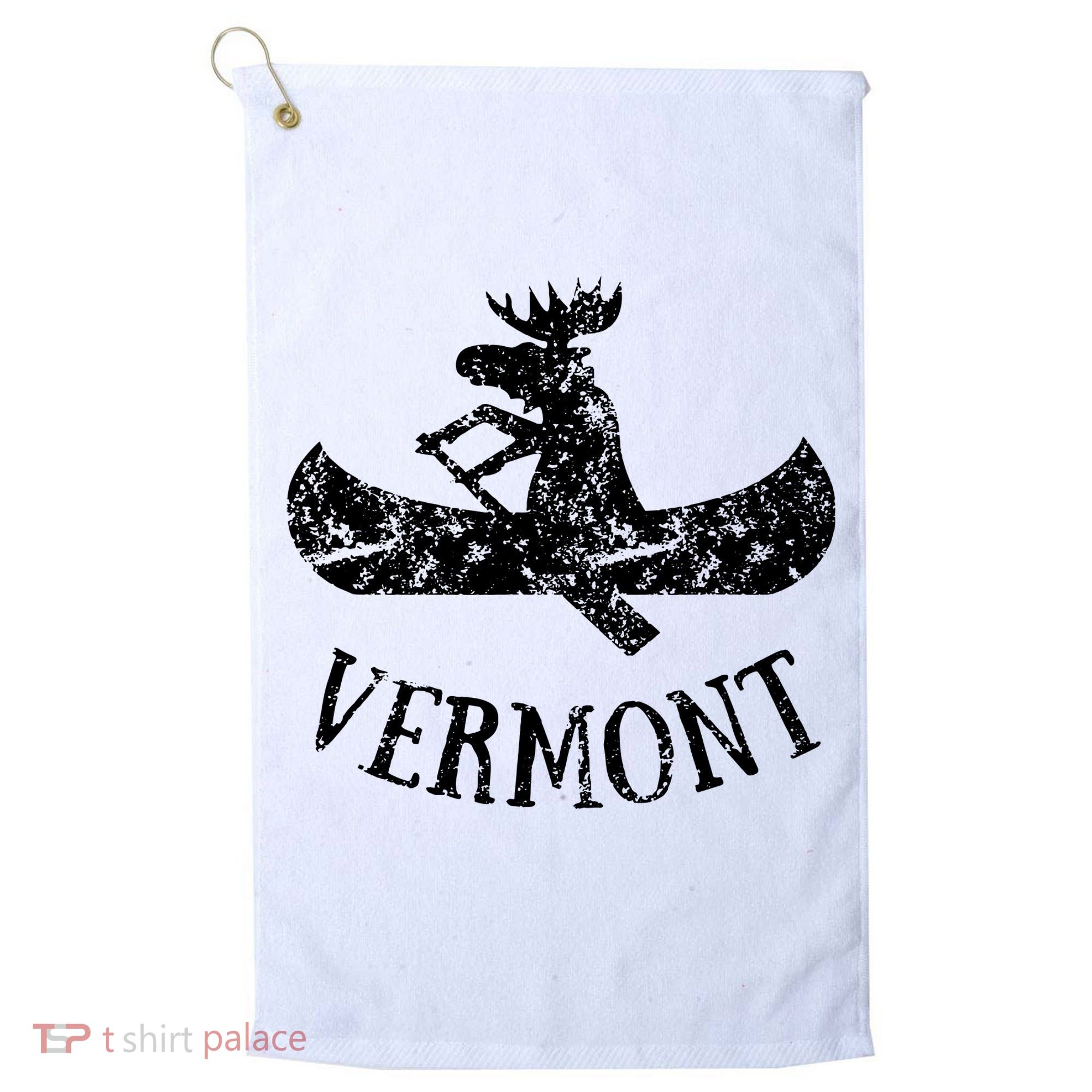Vermont Funny Moose Canoe Vacation Golf Towel