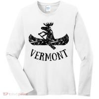 Vermont Funny Moose Canoe Vacation Women's Long Sleeve Shirt thumb 0