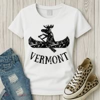 Vermont Funny Moose Canoe Vacation Women's T-Shirt thumb 3