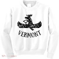 Vermont Funny Moose Canoe Vacation Kids Sweatshirt thumb 0