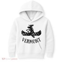 Vermont Funny Moose Canoe Vacation Kids Hoodie thumb 0