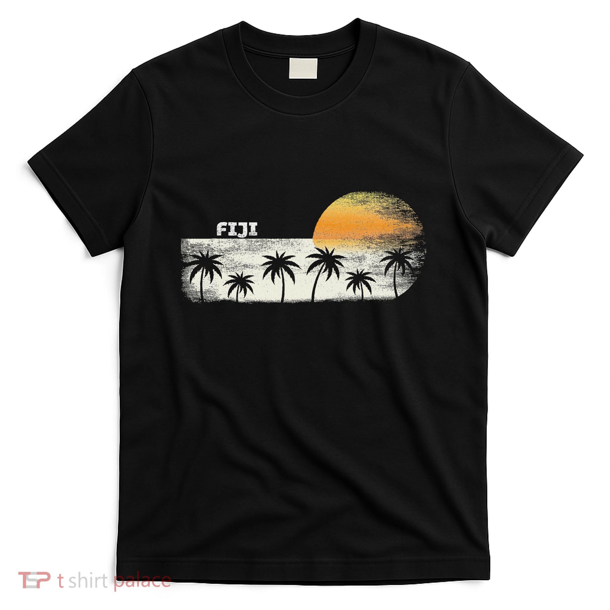 Vintage Fiji Ocean Sunset And Palm Trees T-Shirt