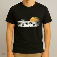 Vintage Fiji Ocean Sunset And Palm Trees T-Shirt thumb 3