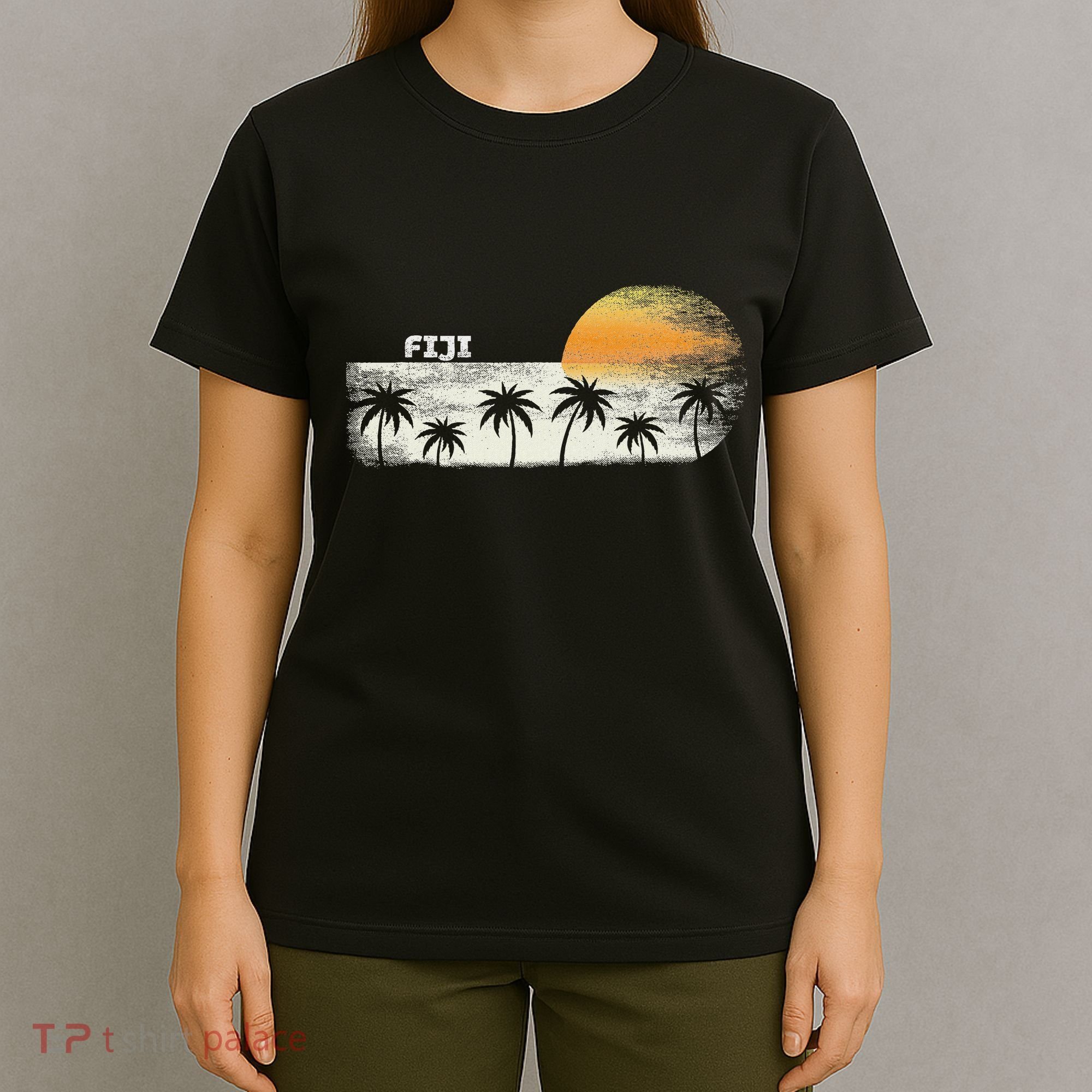 Vintage Fiji Ocean Sunset And Palm Trees T-Shirt