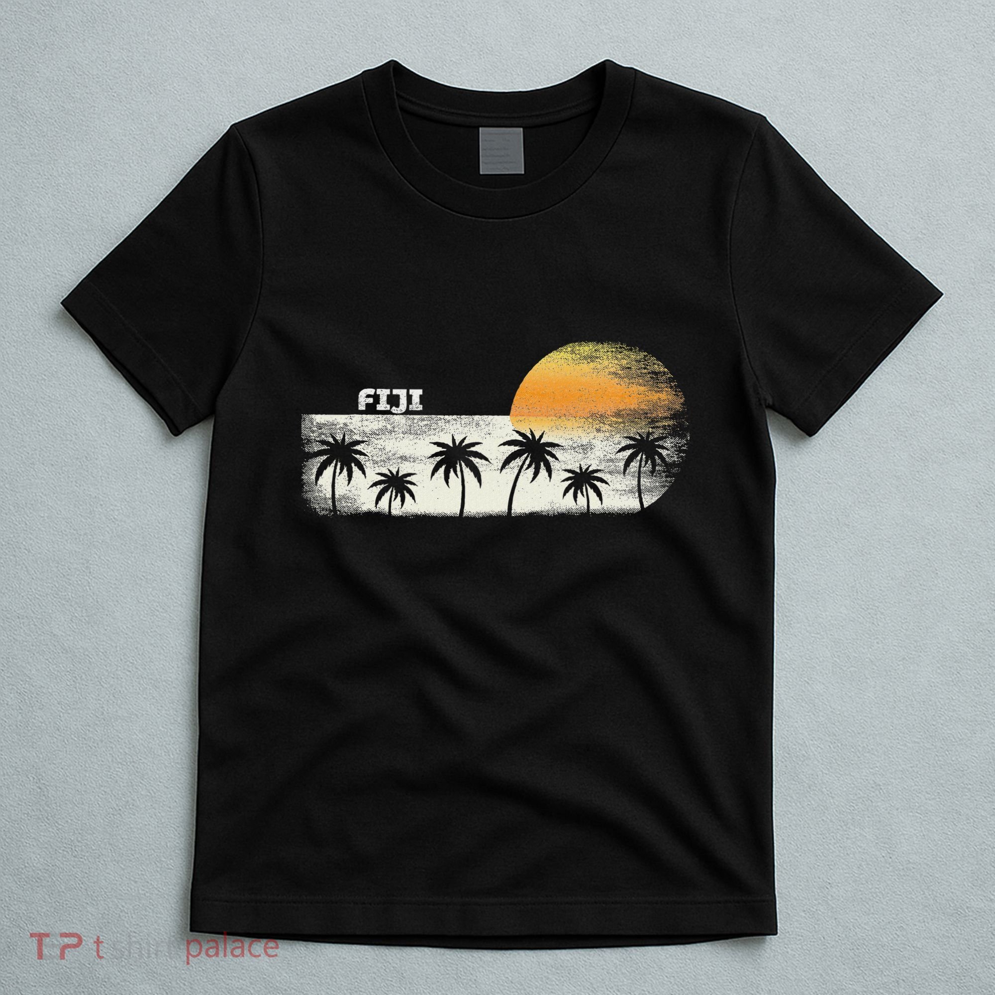 Vintage Fiji Ocean Sunset And Palm Trees T-Shirt