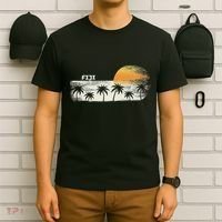 Vintage Fiji Ocean Sunset And Palm Trees T-Shirt thumb 6