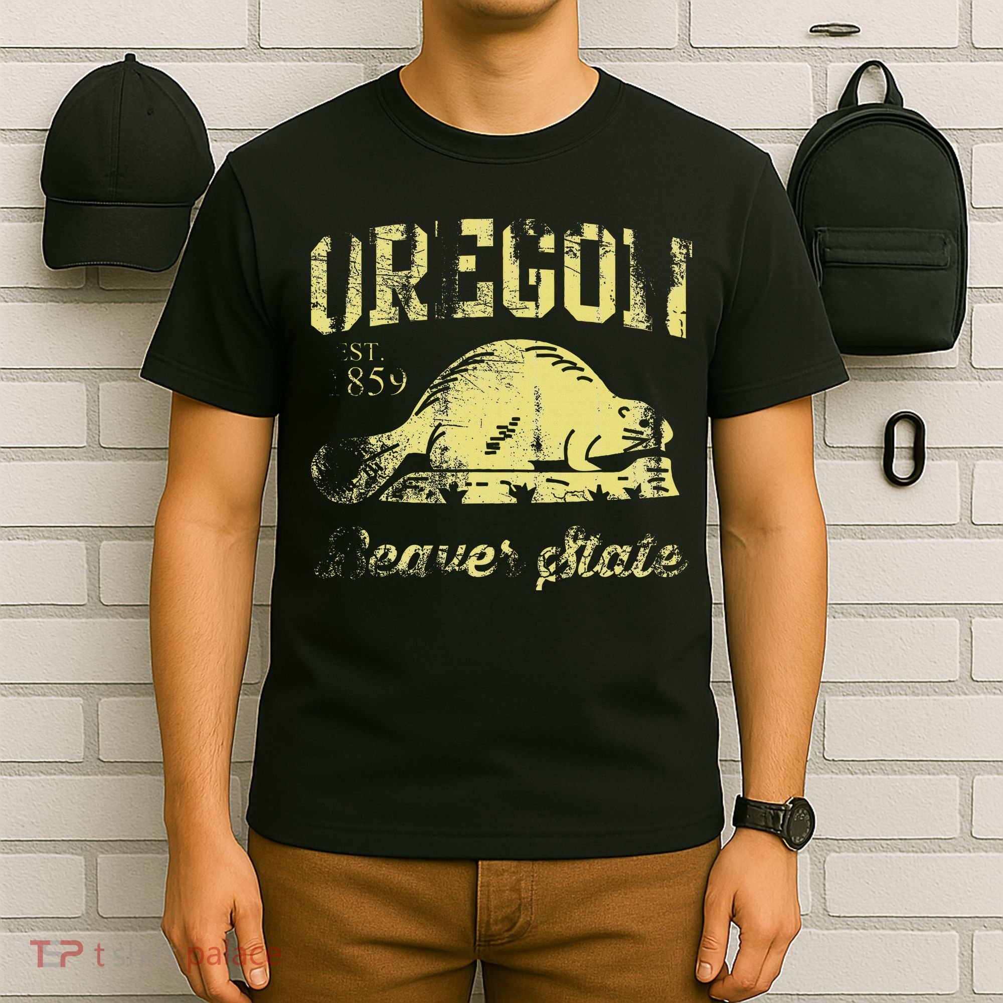 Vintage Fade Oregon Flag Beaver State Travel T-Shirt