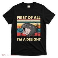 Vintage First Of All IM A Delight Moo Deng Baby Pygmy Hippo T-Shirt thumb 0