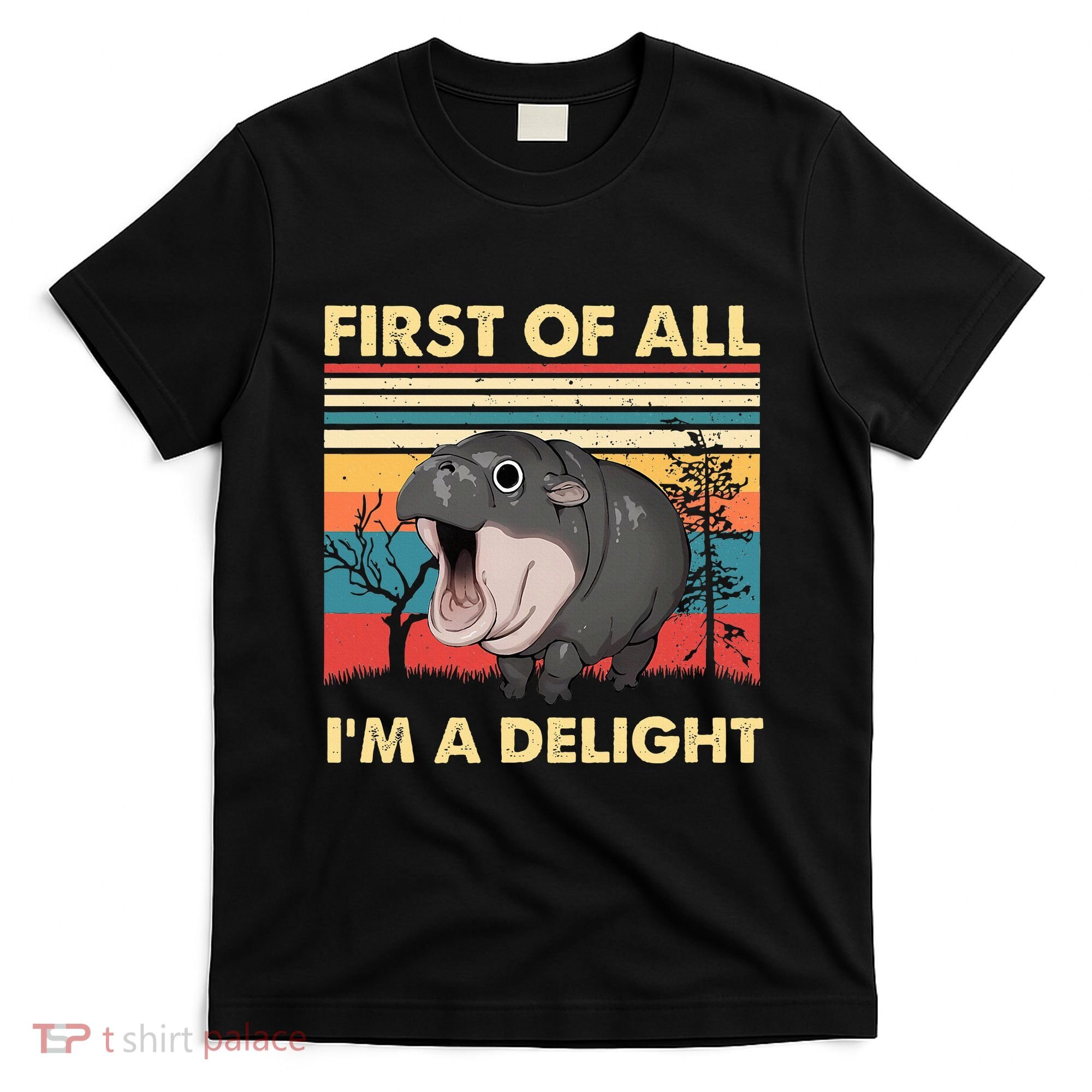 Vintage First Of All IM A Delight Moo Deng Baby Pygmy Hippo T-Shirt