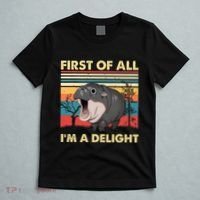 Vintage First Of All IM A Delight Moo Deng Baby Pygmy Hippo T-Shirt thumb 5
