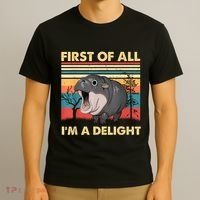 Vintage First Of All IM A Delight Moo Deng Baby Pygmy Hippo T-Shirt thumb 3