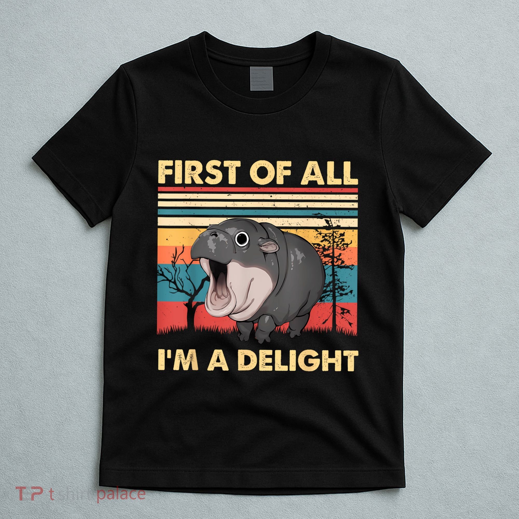 Vintage First Of All IM A Delight Moo Deng Baby Pygmy Hippo T-Shirt