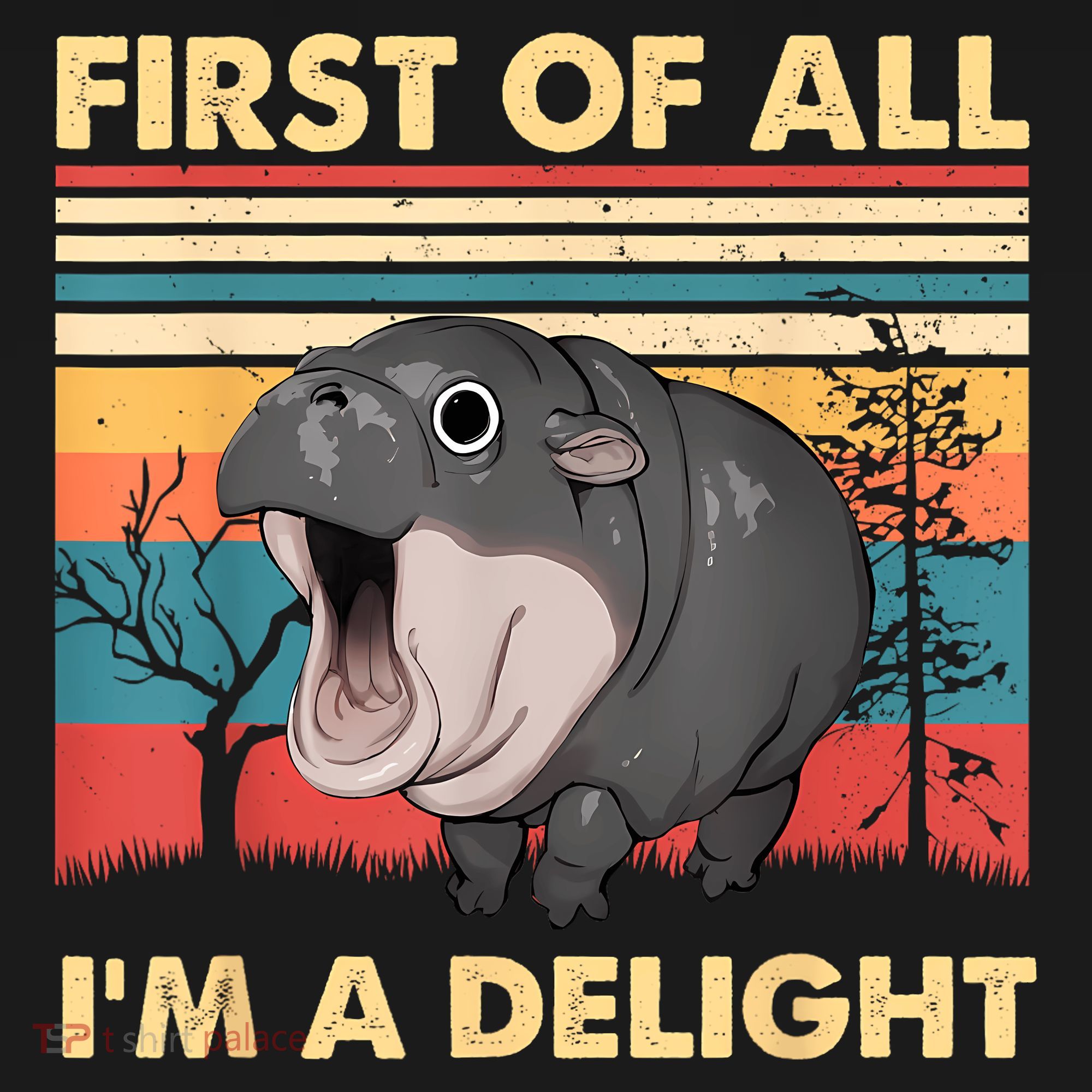 Vintage First Of All IM A Delight Moo Deng Baby Pygmy Hippo T-Shirt