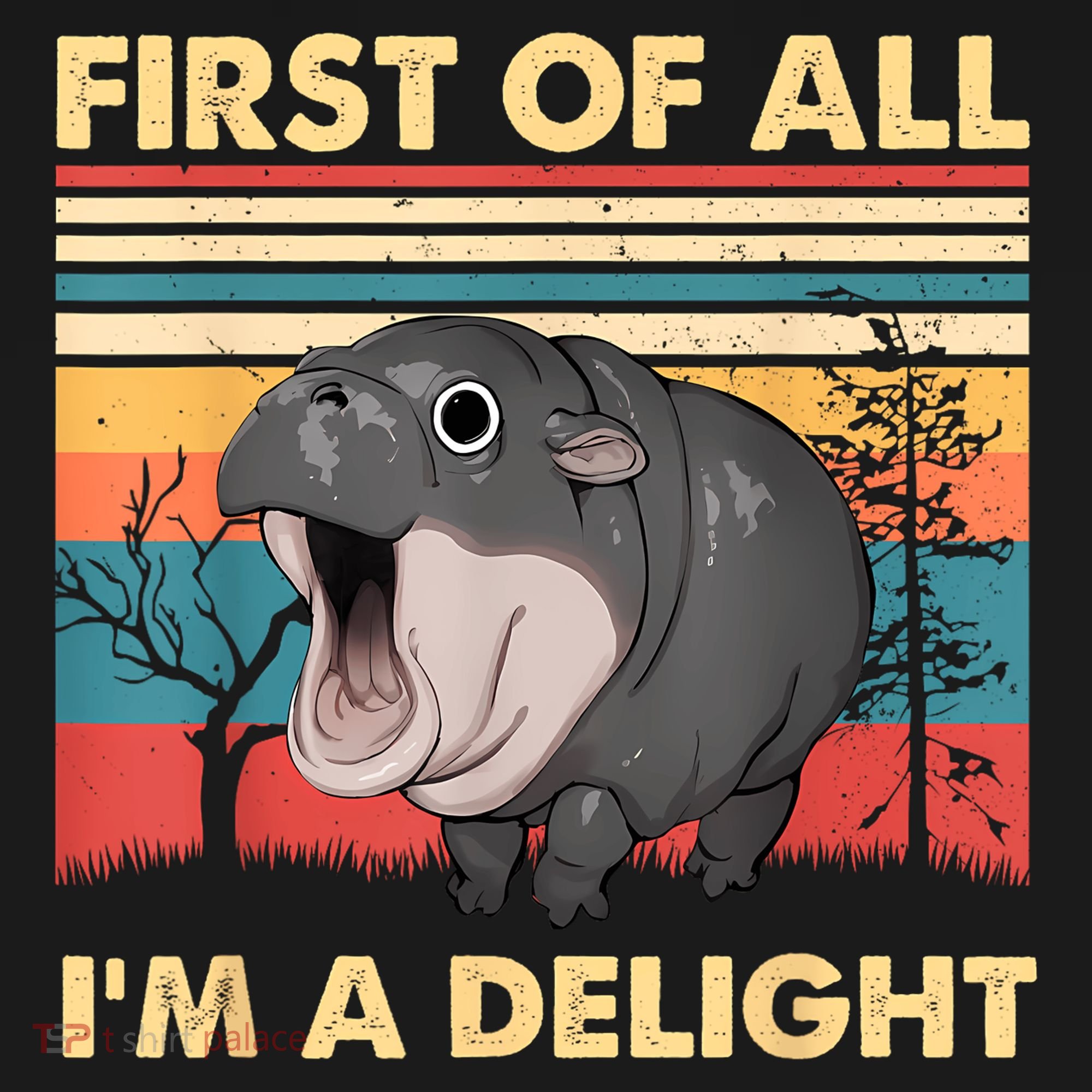 Vintage First Of All IM A Delight Moo Deng Baby Pygmy Hippo Visor
