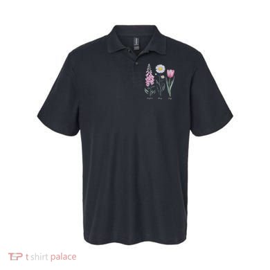 Vintage Floral Plant Foxglove Daisy Tulip Flower Girl Mom Polo