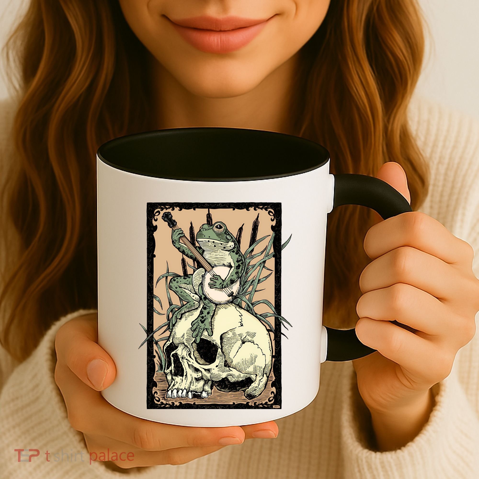 Victorian Frog Playing Banjo Coffee Mug