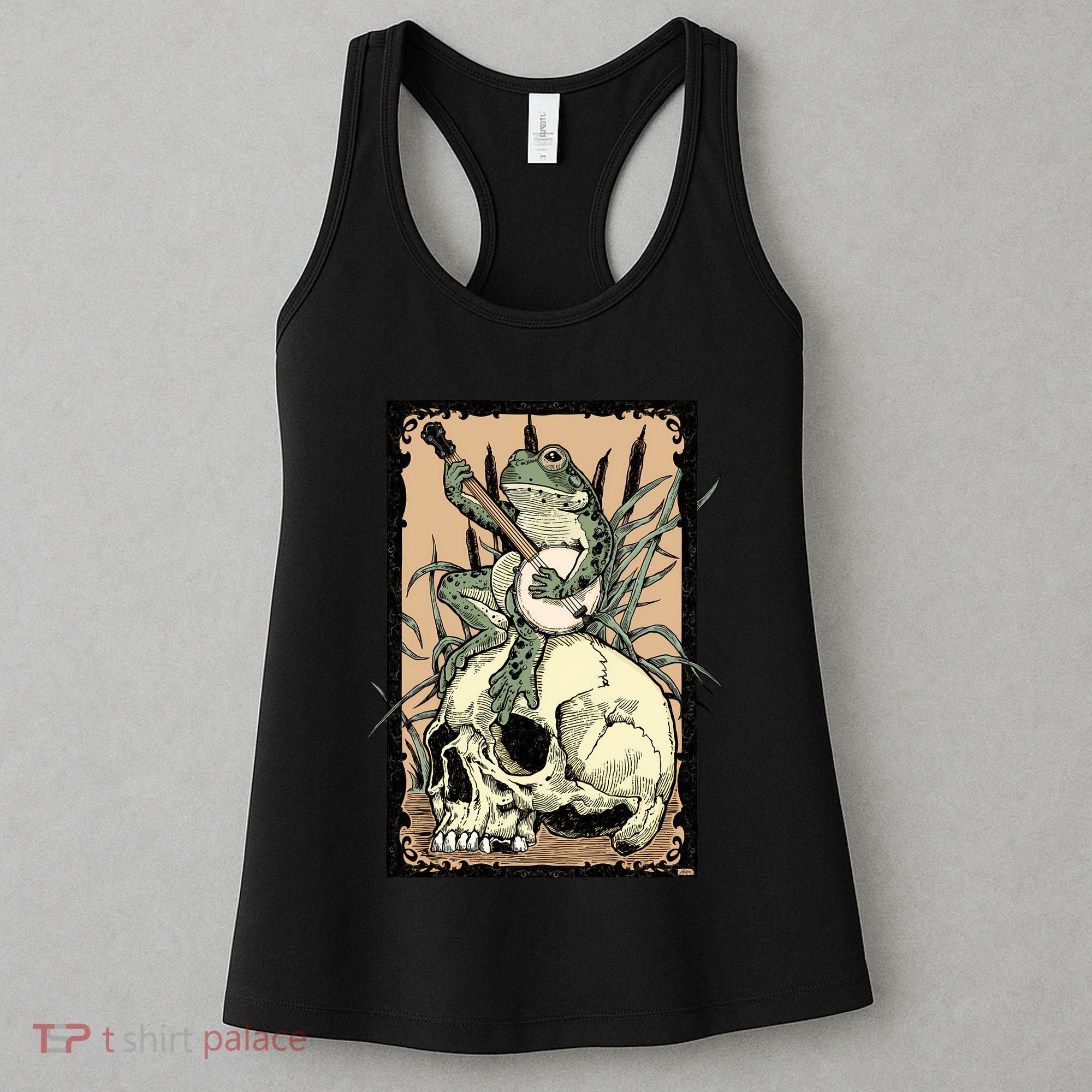 Victorian Frog Playing Banjo Women's Tank Top