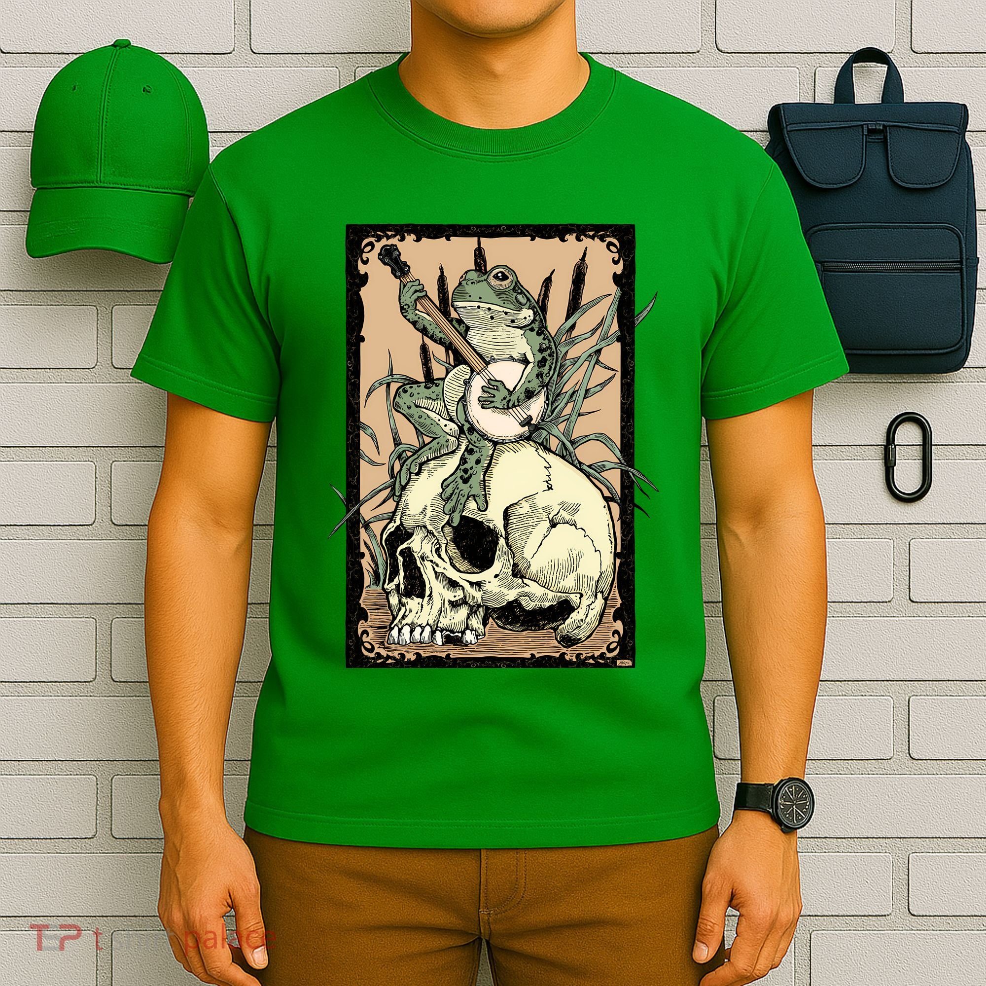 Victorian Frog Playing Banjo T-Shirt