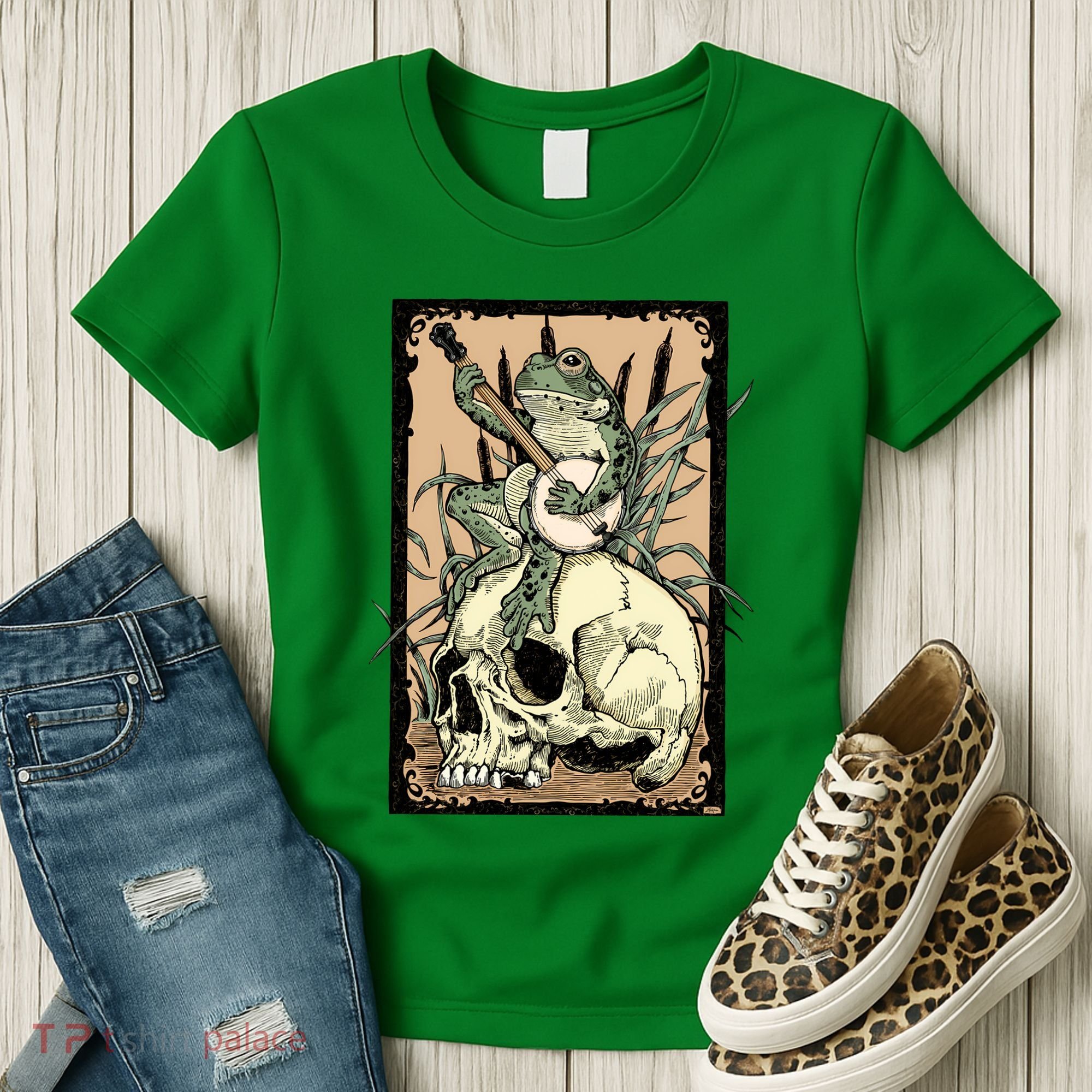 Victorian Frog Playing Banjo Women's T-Shirt