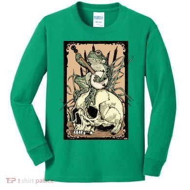 Victorian Frog Playing Banjo Kids Long Sleeve Shirt