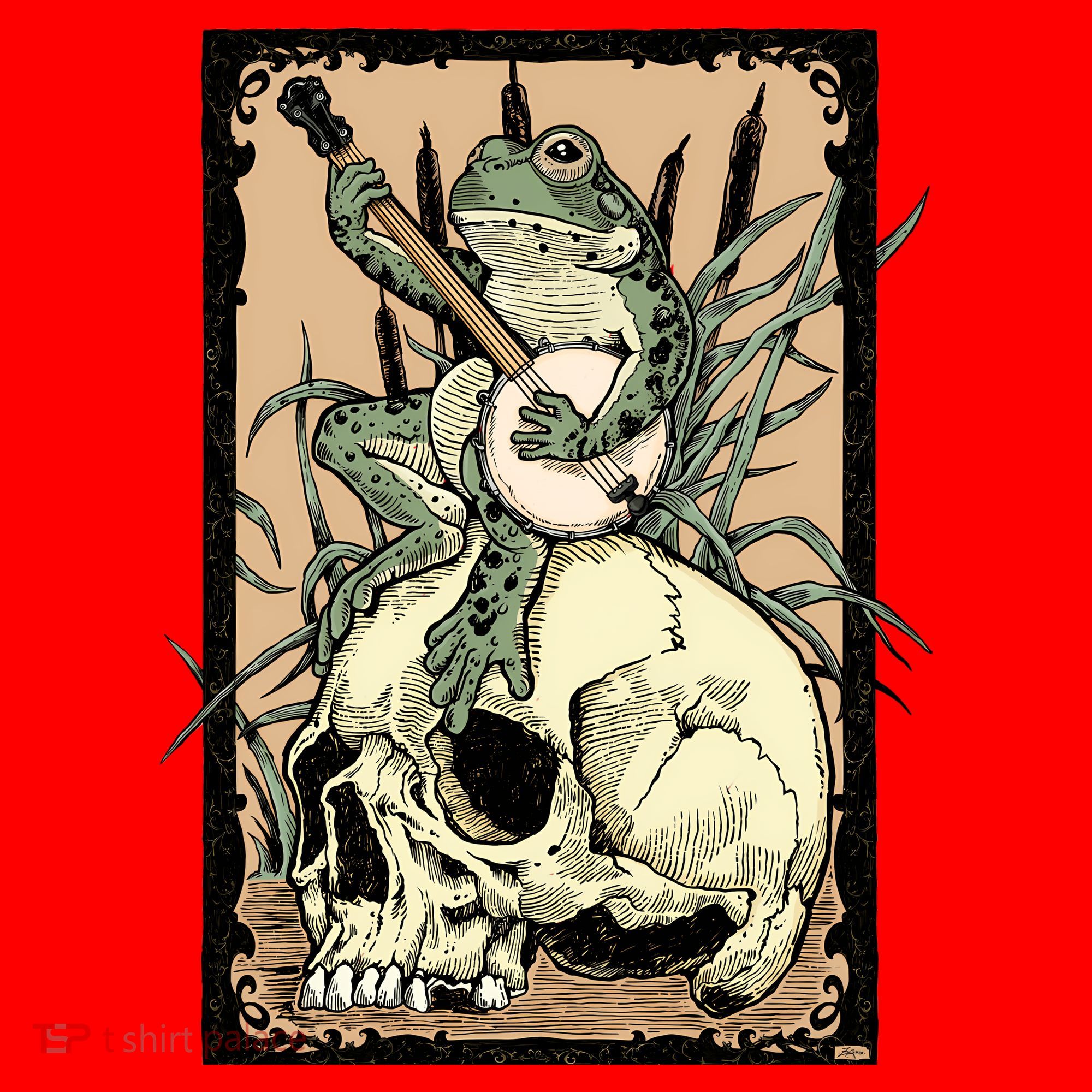 Victorian Frog Playing Banjo Santa Hat