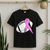 Vintage Football Pink Ribbon Breast Cancer T-Shirt thumb 2